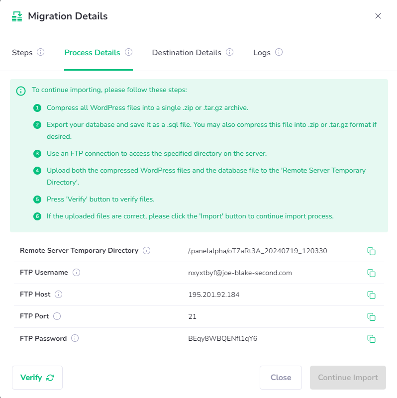 Manual migration details - PanelAlpha Documentation